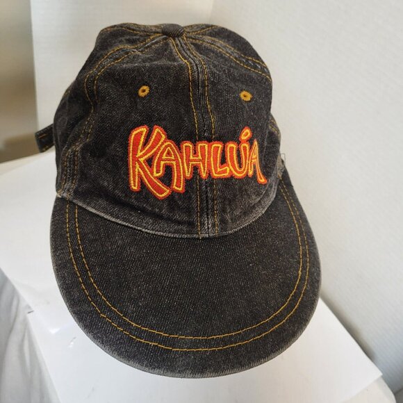 KAHLUA Music For Your Mouth Hat Strapback Baseball Vintage 90s Cap Denim Trucker - Picture 2 of 9